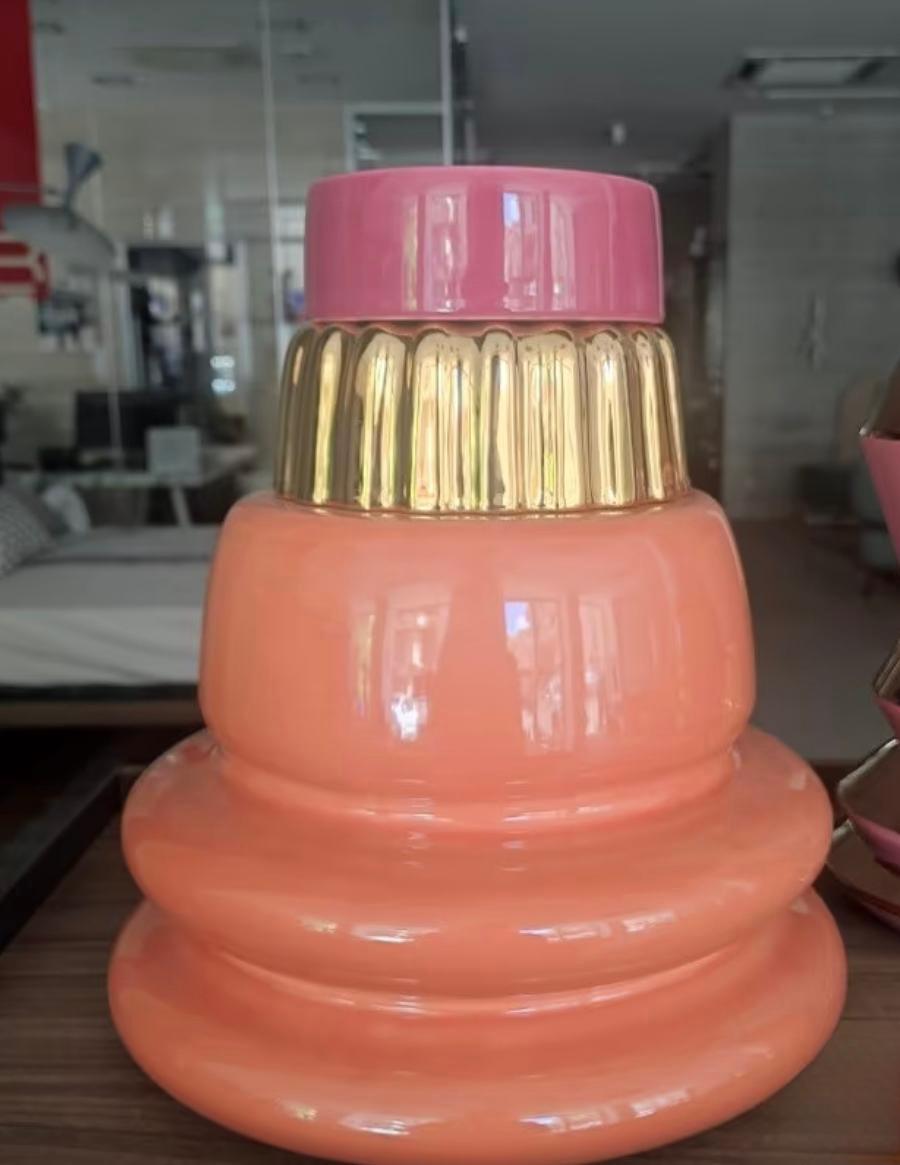 Vaso Bosa Volcano rosa salmone + oro lucido + cicl